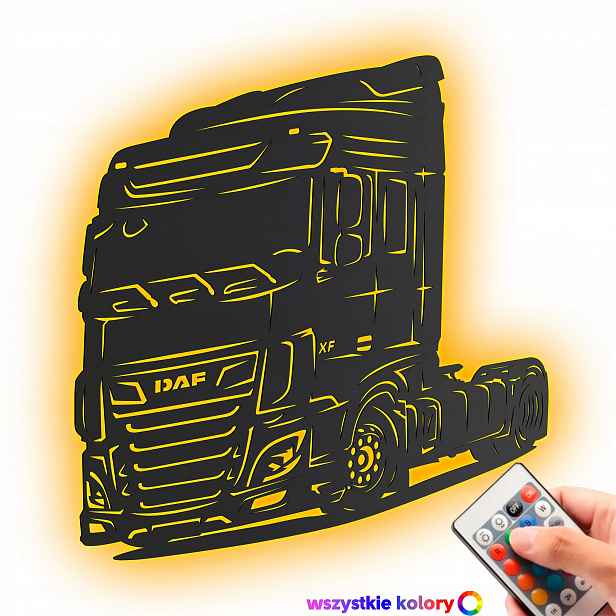Dřevěný 3D obraz Nákladní auto Daf Dekorace na zeď Dárek Noční Lampa Led