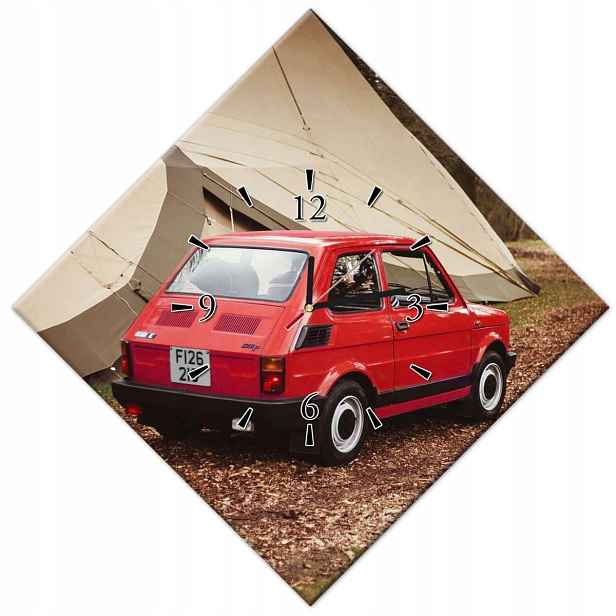 Hodiny 56x56 Červený malý Fiat 126p