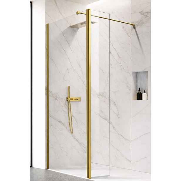 HOPA Walk-in sprchový kout LAGOS GOLD NEW 200 s otočným panelem — Barva rámu - Zlatá, Rozměr A - 150, Rozměr C - 200, Výplň - Čiré bezpečnostní sklo - 8 mm