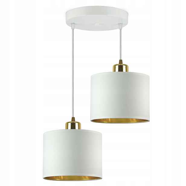 Závěsná lampa Lustr Stínidla Bílá Zlatá Led