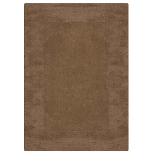 Kusový ručně tkaný koberec Tuscany Textured Wool Border Brown, 160x230, hnědá, ložnice, Flair Rugs