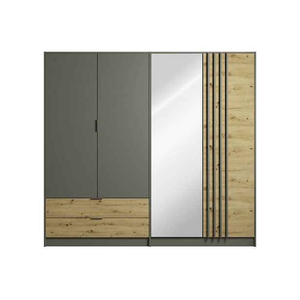 MASSENO ŠATNÍ SKŘÍŇ S OTOČNÝMI DVEŘMI MERIDIAN, 220,2/202,5/55,2 cm 4dveřová se zrcadlem, šedá