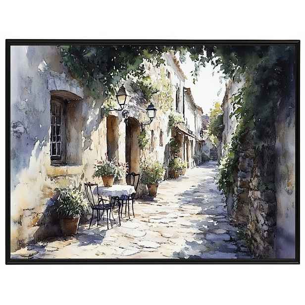 Plakát Rámeček Hliníkový Městečko Krajina Ulička Dlažba Léto 80x60