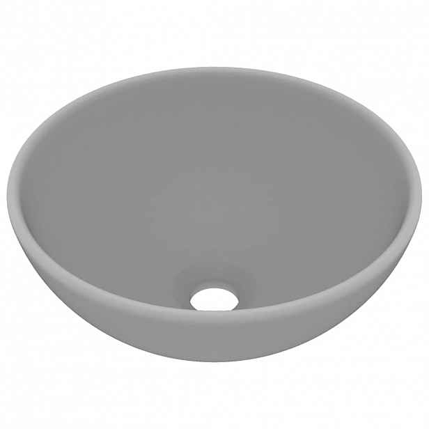 vidaXL Luxusní umyvadlo kulaté matné světle šedé 32,5x14 cm keramické