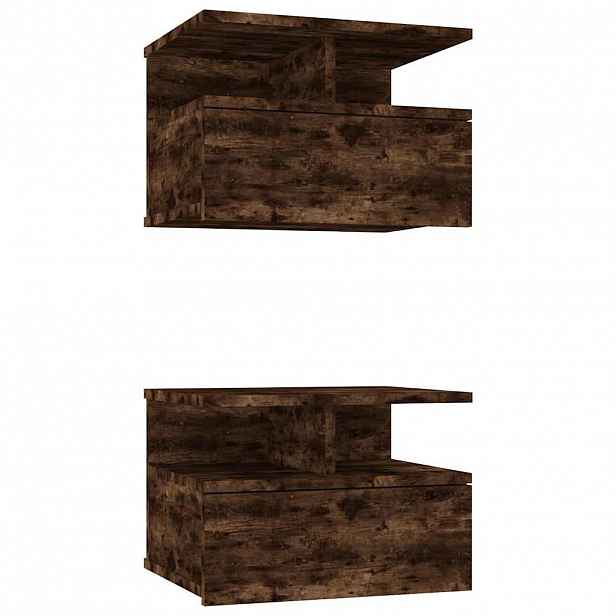 vidaXL Plovoucí noční stolky 2 ks kouřový dub 41 x 31 x 27 cm kompozit