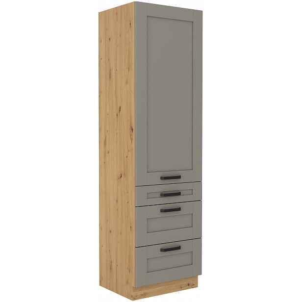 Vysoká potravinová skříňka Luna 60 DKS-210 3S 1F - Premium Box Barva korpusu: Dub artisan, Barva dvířek: Clay Grey