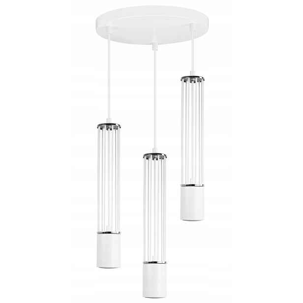 Závěsná Led Lampa Tuba Stropní Svítidlo Trojitý Loftový Lustr Bílá Stříbrná