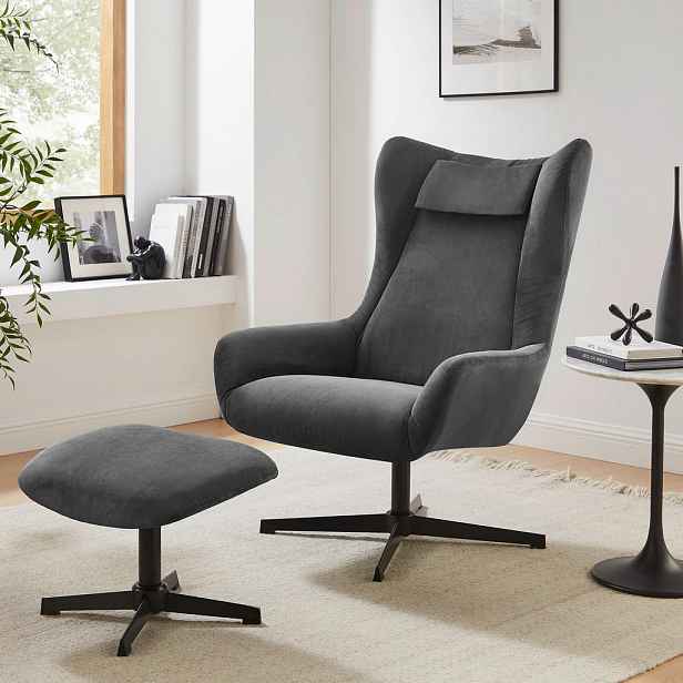 Livetastic KŘESLO S PODNOŽKOU, textil, antracitová