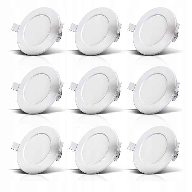 9x Kulaté Stropní Svítidlo Stropní Koupelnové Zápustné 6W Led teplá barva 3000k IP44 Bílé
