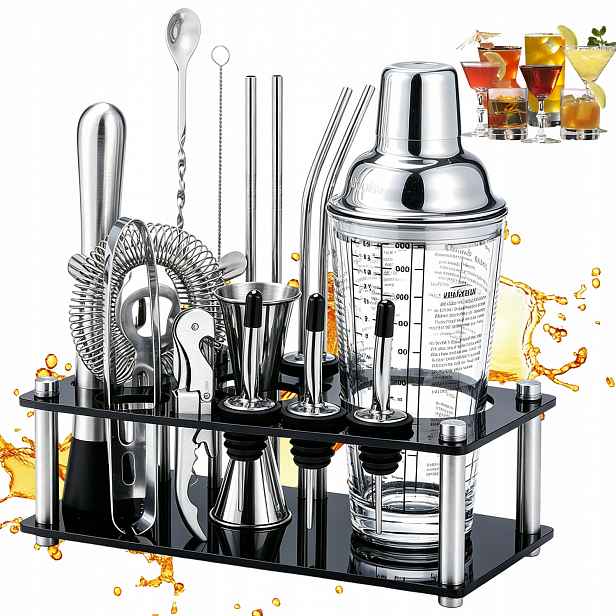 Barmanský set 17 El Shaker Odměrka Koktejlových nápojů 400 ml s poličkou Dárek