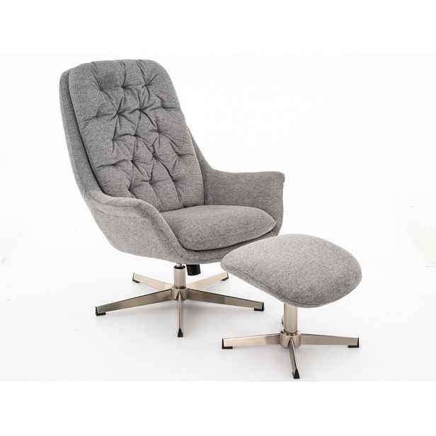 Houpací křeslo s podnožkou Swift, holubí šedá látka