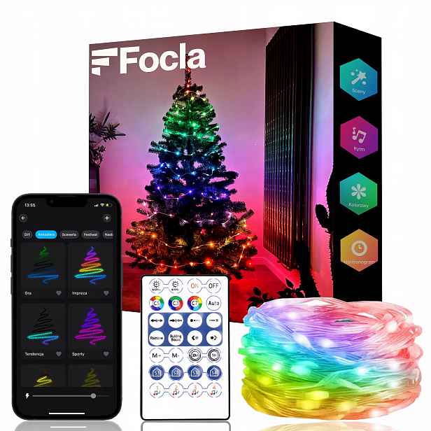 Inteligentní Vánoční Osvětlení Na Stromeček 200LED Smart Flash Bluetooth App Ovladač 20 m