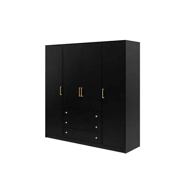 MASSENO ŠATNÍ SKŘÍŇ S OTOČNÝMI DVEŘMI IRELIA, 196/200/57,5 cm 4dveřová, černá