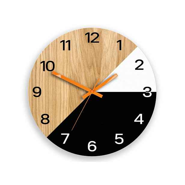 ModernClock Dřevěné nástěnné hodiny Texas 33 cm černé/oranžové