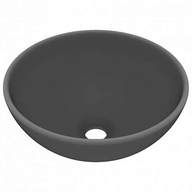 vidaXL Luxusní umyvadlo kulaté matné tmavě šedé 32,5x14 cm keramické