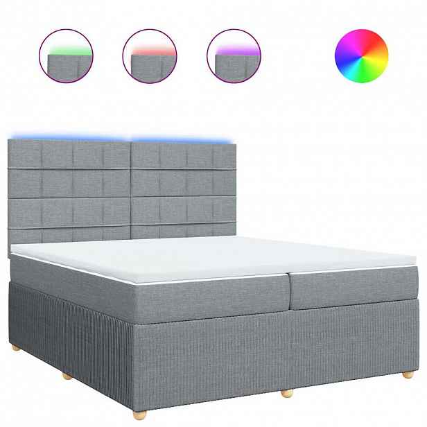 vidaXL Box spring postel s matrací světle šedá 200 x 200 cm textil