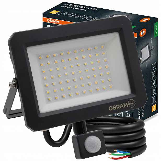Led reflektorová lampa Halogenová Led lampa s senzorem 50W 5000lm 3000K IP65