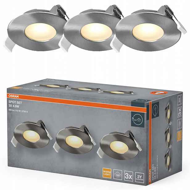 3x Stropní Led svítidlo Kulaté Stropní Svítidlo 4.9W 2700K Podomítkové Osram