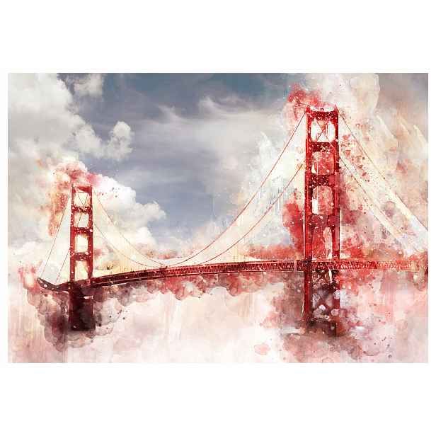 Flízovaná fototapeta Most Golden Gate akvarel pohled 312x219 lepidlo