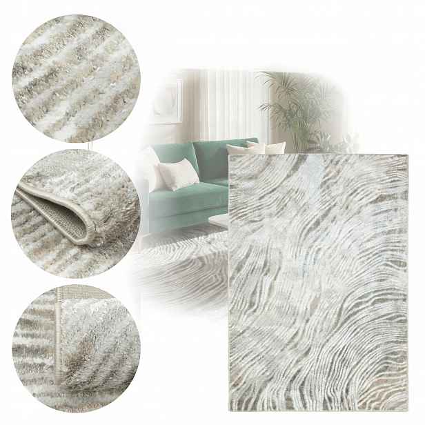 Koberec Glamour 60x100 cm do ložnice, do obývacího pokoje, měkký, hustý, příjemný, béžový