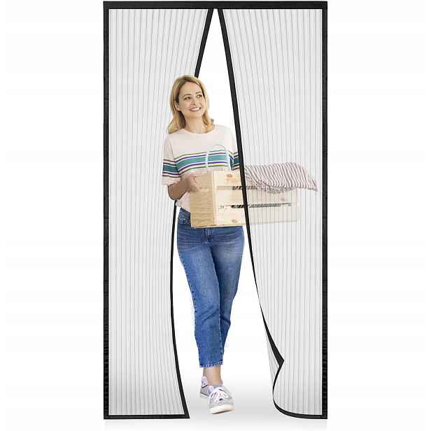 Magnetická síť na dveře proti komárům 95 x 205 cm černá, snadná montáž