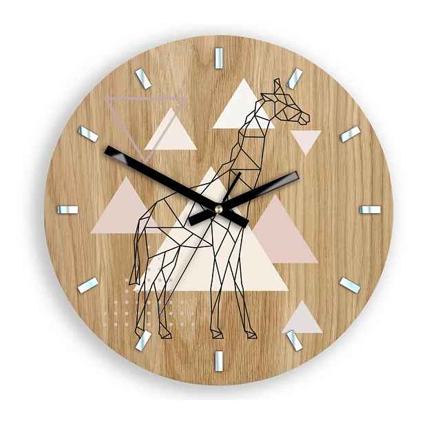ModernClock Dřevěné nástěnné hodiny Žirafa 33 cm dub přírodní