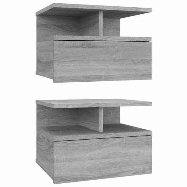vidaXL Plovoucí noční stolky 2 ks šedé sonoma 40 x 31 x 27 cm kompozit