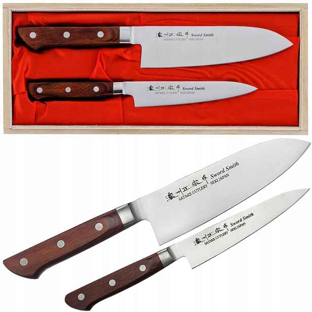 Satake Kotori Japonská sada 2 univerzálních nožů 13 cm a Santoku 17 cm V Pouzdru