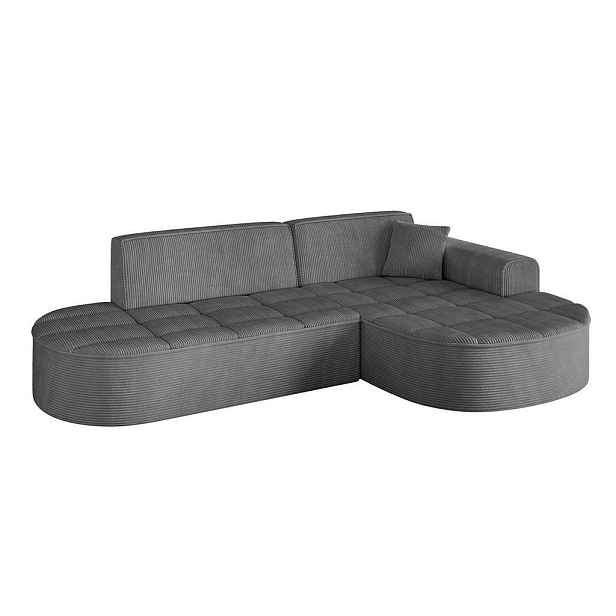 ALTDECOR ROHOVÁ SEDAČKA s otomanem, pravá TARO-L1 243x171x79,5 Tmavě šedá Manšestr