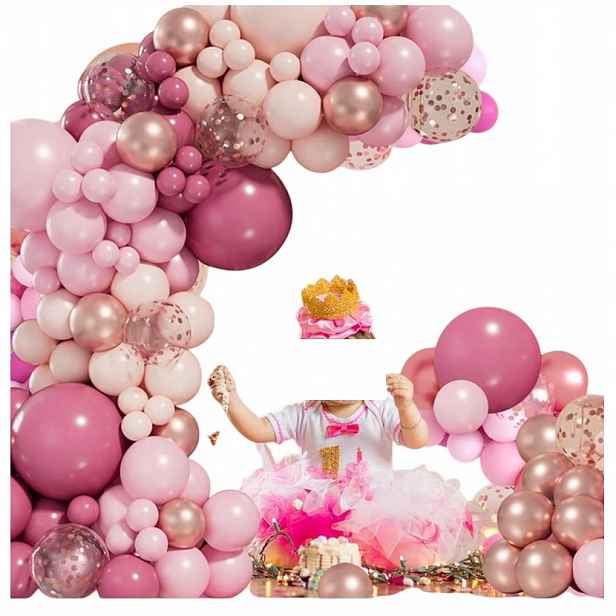Balónková Girlanda Růžová Svatba Narozeniny Baby Shower Sada Roků Dekorace