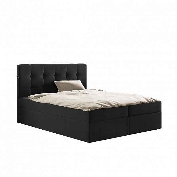 Kaiser Möbel KONTINENTÁLNÍ POSTEL s úložným prostorem LUDANO tkanina Cosmic Černá 160x200 cm H2-Pocket