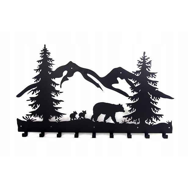 Nástěnný věšák na oblečení s klíči Medvěd na Lesní Poleně XL 70 cm Puzzle