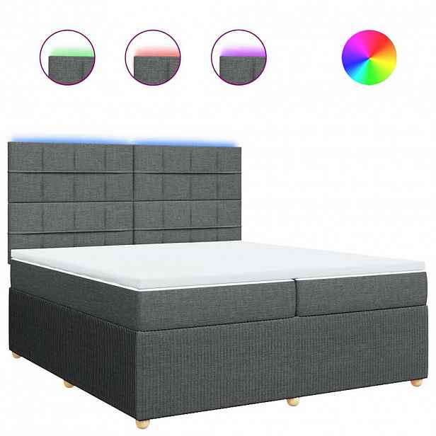 vidaXL Box spring postel s matrací tmavě šedá 200x200 cm textil