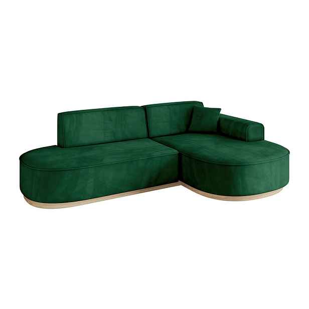 ALTDECOR ROHOVÁ SEDAČKA s otomanem, pravá MARI-L1-v1 243x171x83 Zelená Velur