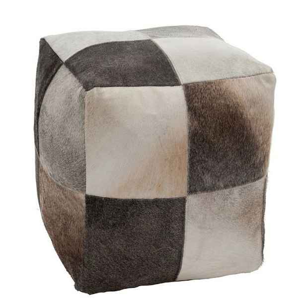 Čtvercový puf z kravské kůže - 44*44*46 cm J-Line by Jolipa