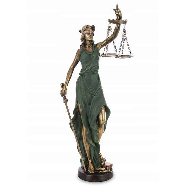 Figura Themis, soška Themis Zlatá zelená Bohyně Spravedlnosti Dekorace