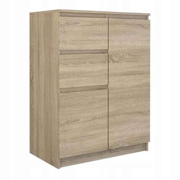 Komoda 2D2S Skříňka Výška 97 CM 2 Dvířka 2 Zásuvky Dub Sonoma