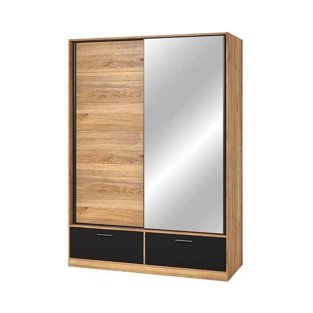MASSENO ŠATNÍ SKŘÍŇ S POSUVNÝMI DVEŘMI BETTINA, 150/209/61 cm 2dveřová se zrcadlem, dekor dub