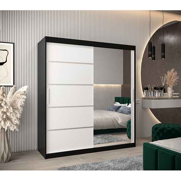 Šatní skříň Abi V2 Barva korpusu: Černá, Rozměry: 180 cm, Dveře: Bílá