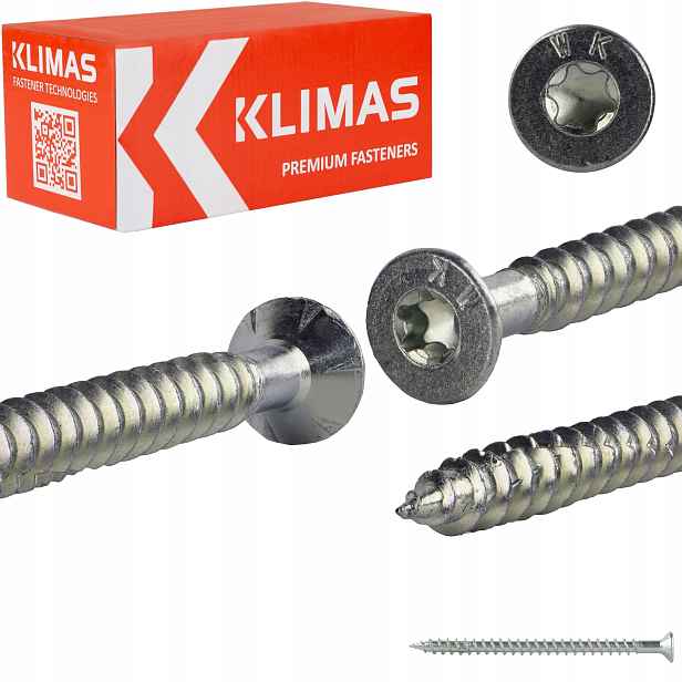 Tesařské vruty 8x120 mm 50 ks torx s plným kuželovým závitem Klimas Wkfs