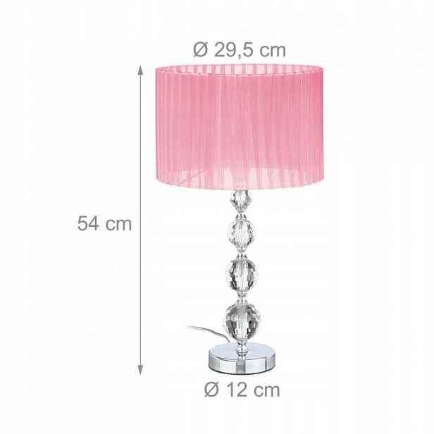 Křišťálová stolní lampa v růžové barvě Relaxdays