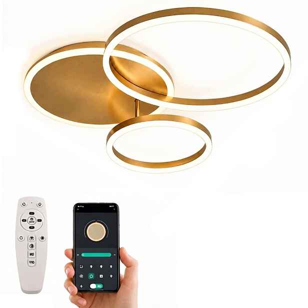 Lampa Led Ring Zlatá stropní svítidlo Led Stropní svítidlo Dálkový Ovladač moderní