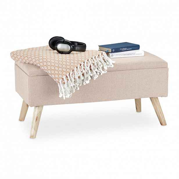 Relaxdays LAVICE Béžová čalouněná s úložným prostorem 79,5 cm