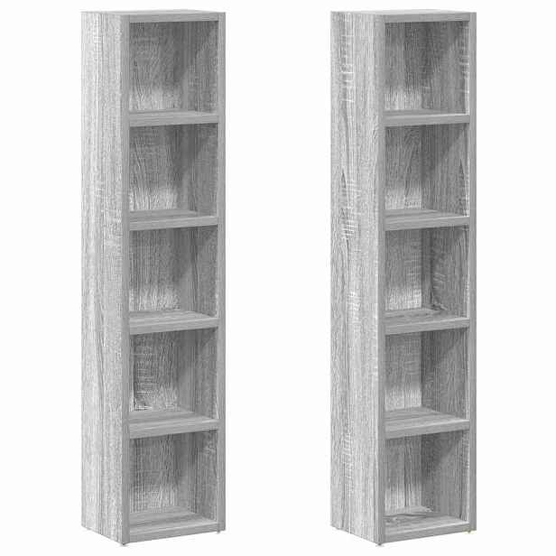 vidaXL Skříňky na CD 2 ks šedé sonoma 21x16x93,5 cm kompozitní dřevo
