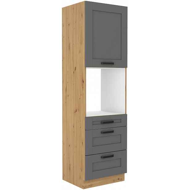 Vysoká skříňka pro vestavnou troubu Luna 60 DPS-210 3S 1F - Premium Box Barva korpusu: Dub artisan, Barva dvířek: Dust Grey