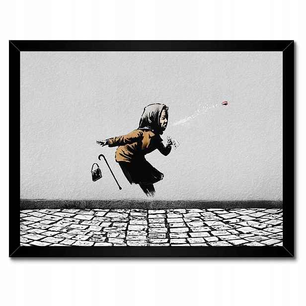 Plakáty v rámu 40x30 Banksy Kýchající babička