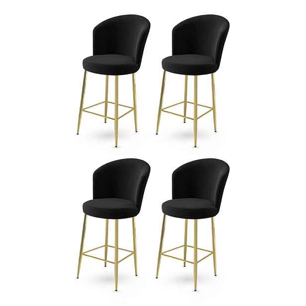 Bar Stool Set (4 Pieces) Fora - Black, Gold