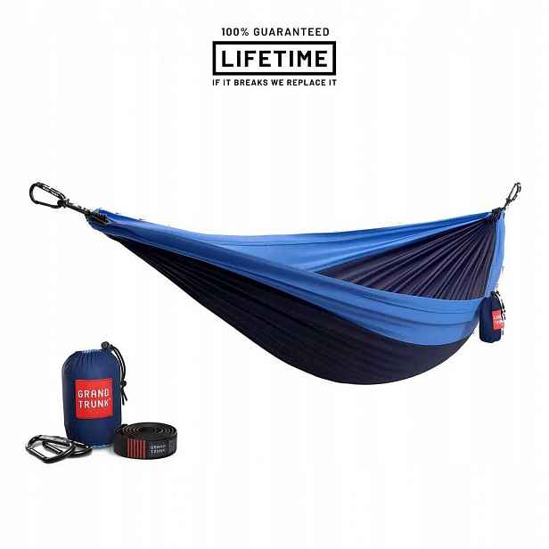 Houpací síť Grand Trunk Double Deluxe Hammock s popruhy, modrá