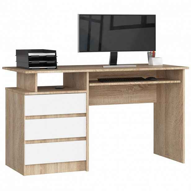 RAUMHIRSCH FURNITURE PSACÍ STŮL dub Sonoma, bílá 77/135/60