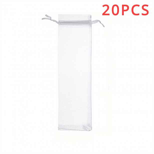 TEMU 20 ks Elegantních Organzových Sáčků se Stahovací Šňůrkou - 10" x 2,4" Tylové Taštičky na Dárky, Svatební Dekorace a Úložné Pytle pro Vánoce,